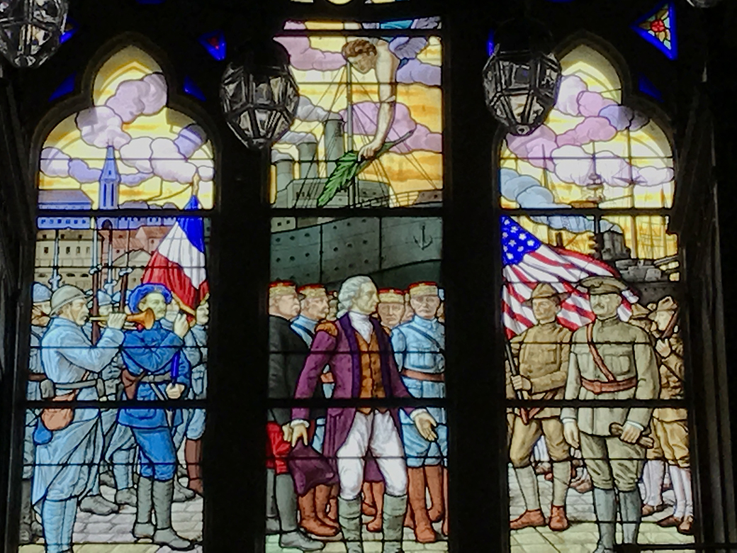Stained glass window in the American Memorial Church at Chateau-Thierry